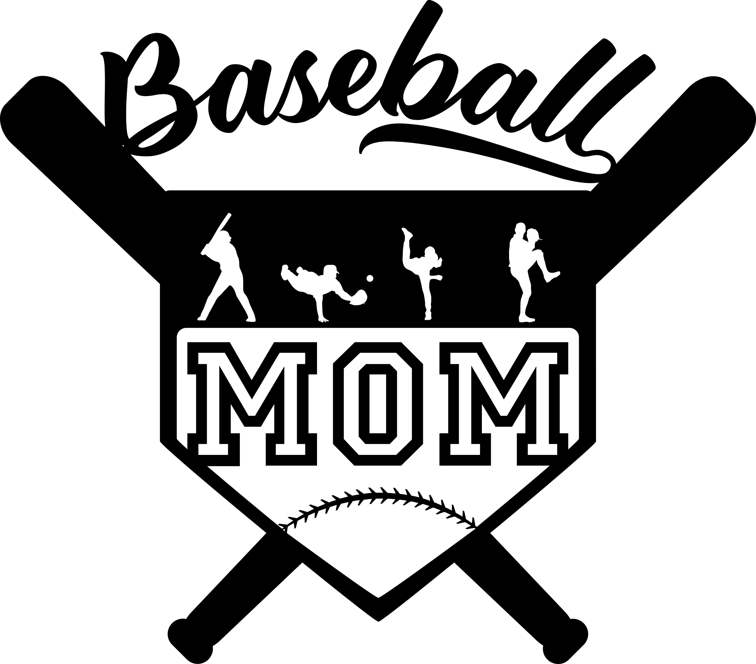 Baseball Mom 3 Sticker Outline Svg File Free Vectors